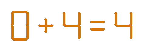 マッチ棒パズル回答：0+4=4